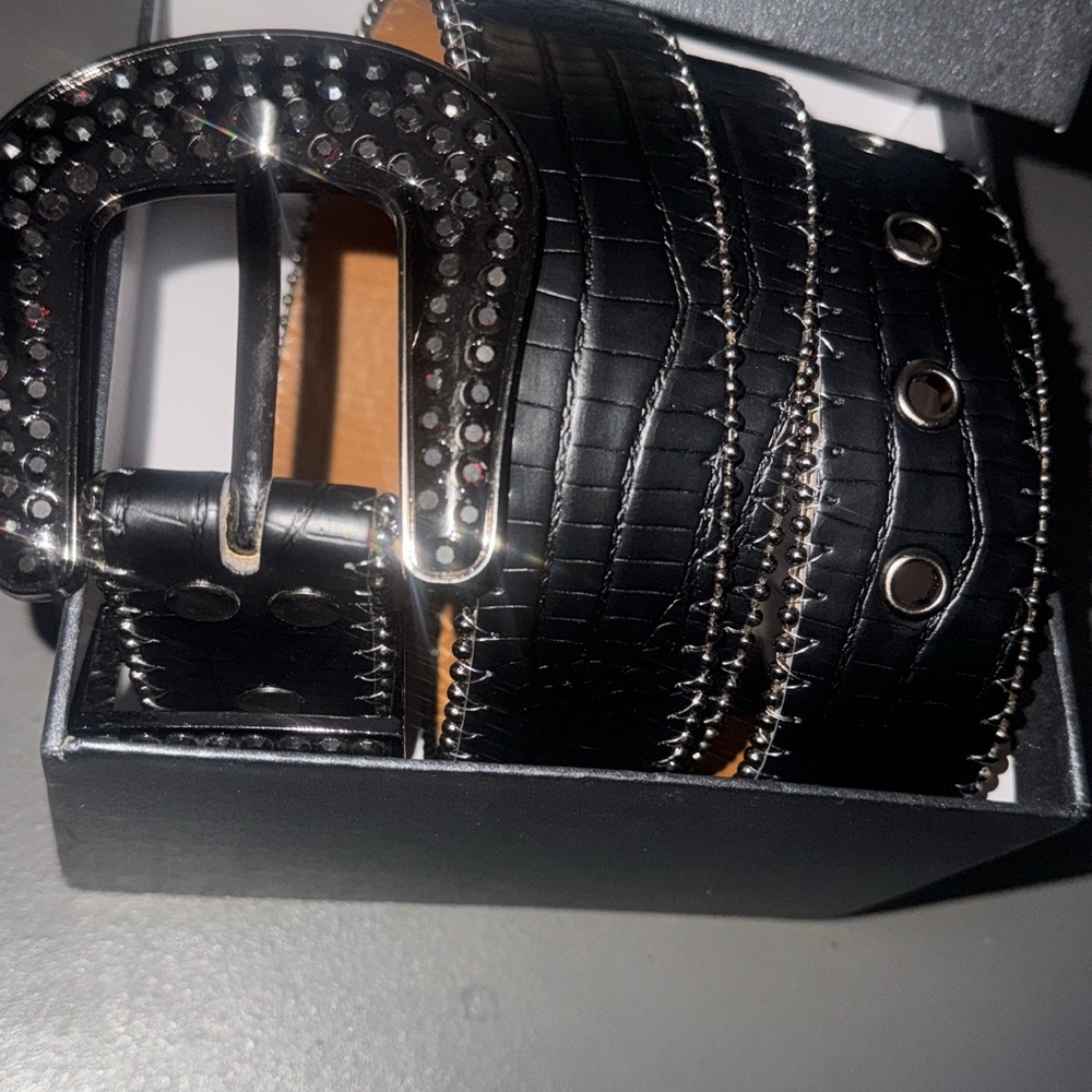 COPY-COPY-COPY-COPY Black Studded BB Simon Leather Belt